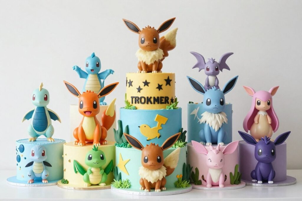 pokemon eevee evolution birthday cake multiple characters design pokemon eevee evolution birthday cake multiple characters design