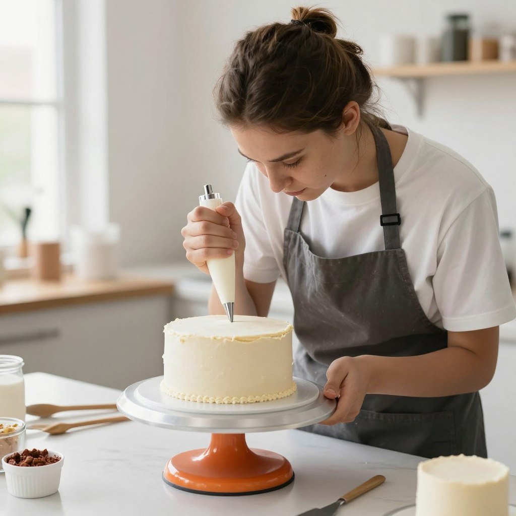 practicing vintage cake decorating techniques