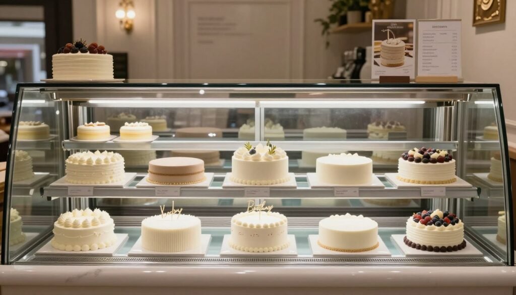 professional bakery minimalist birthday cake display