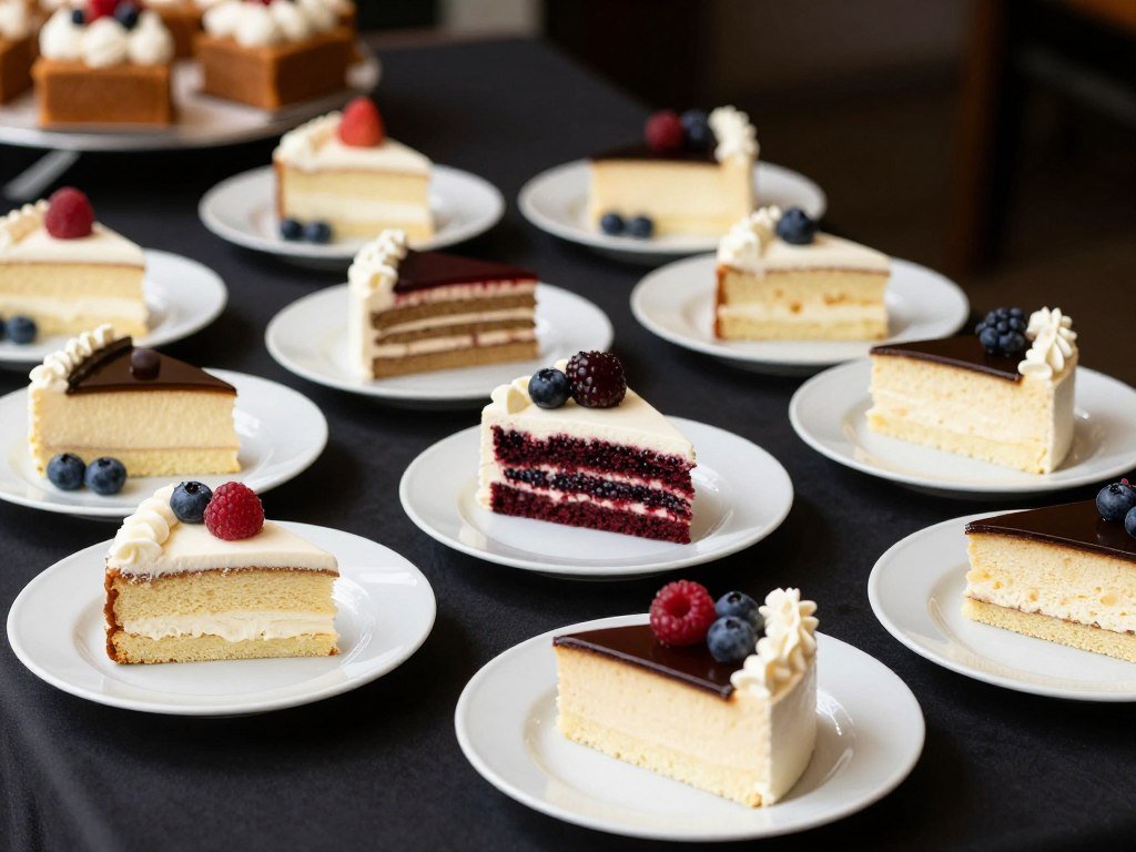 properly cut and plated birthday cake slices properly cut and plated birthday cake slices