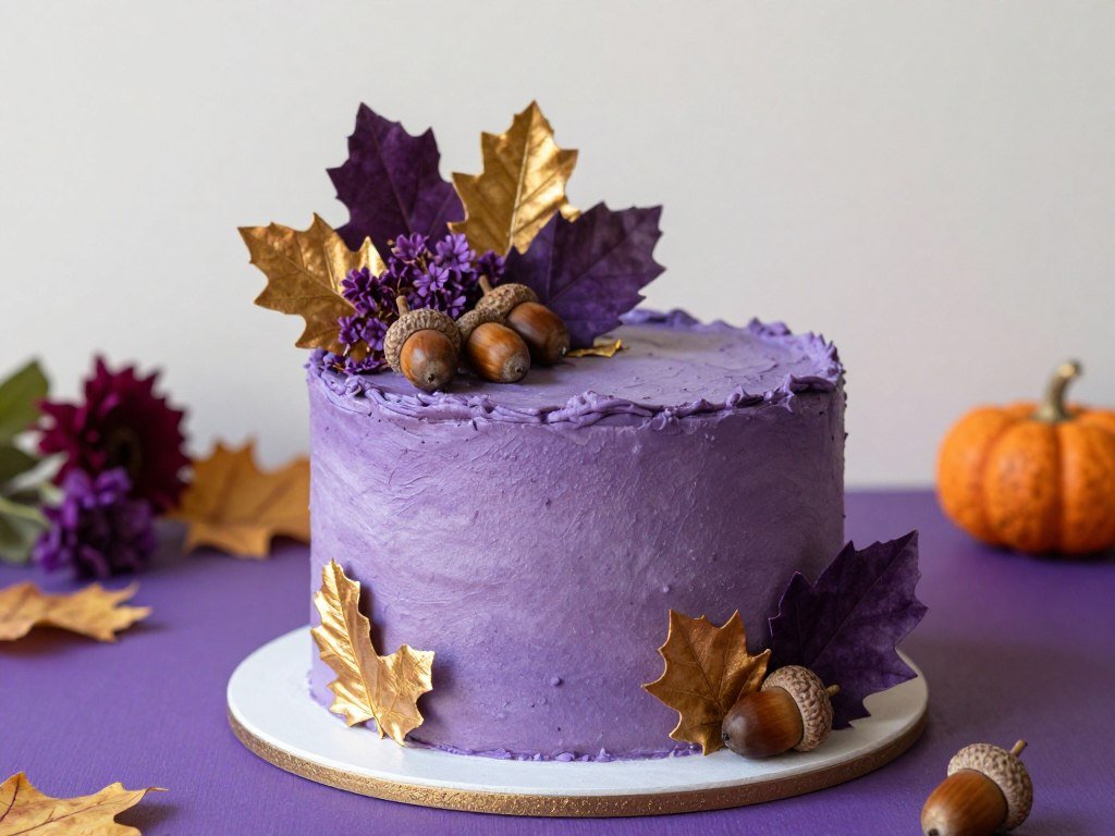 purple autumn birthday cake