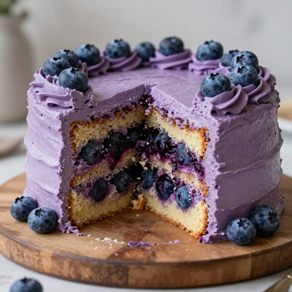 purple blueberry birthday cake aesthetic