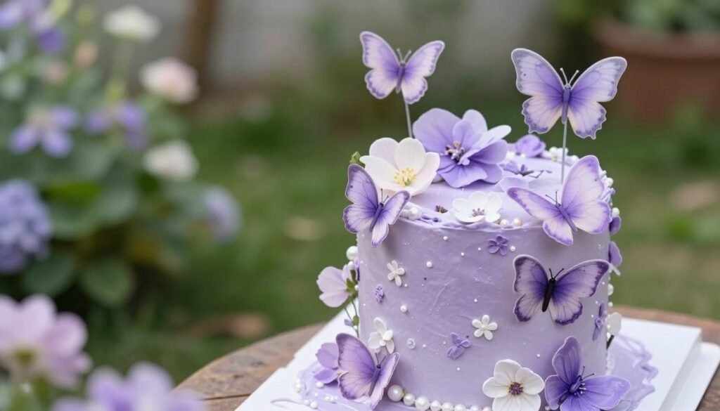 purple butterfly birthday cake girly aesthetic
