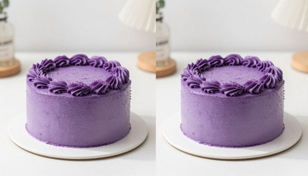 purple cake color comparison aesthetic display