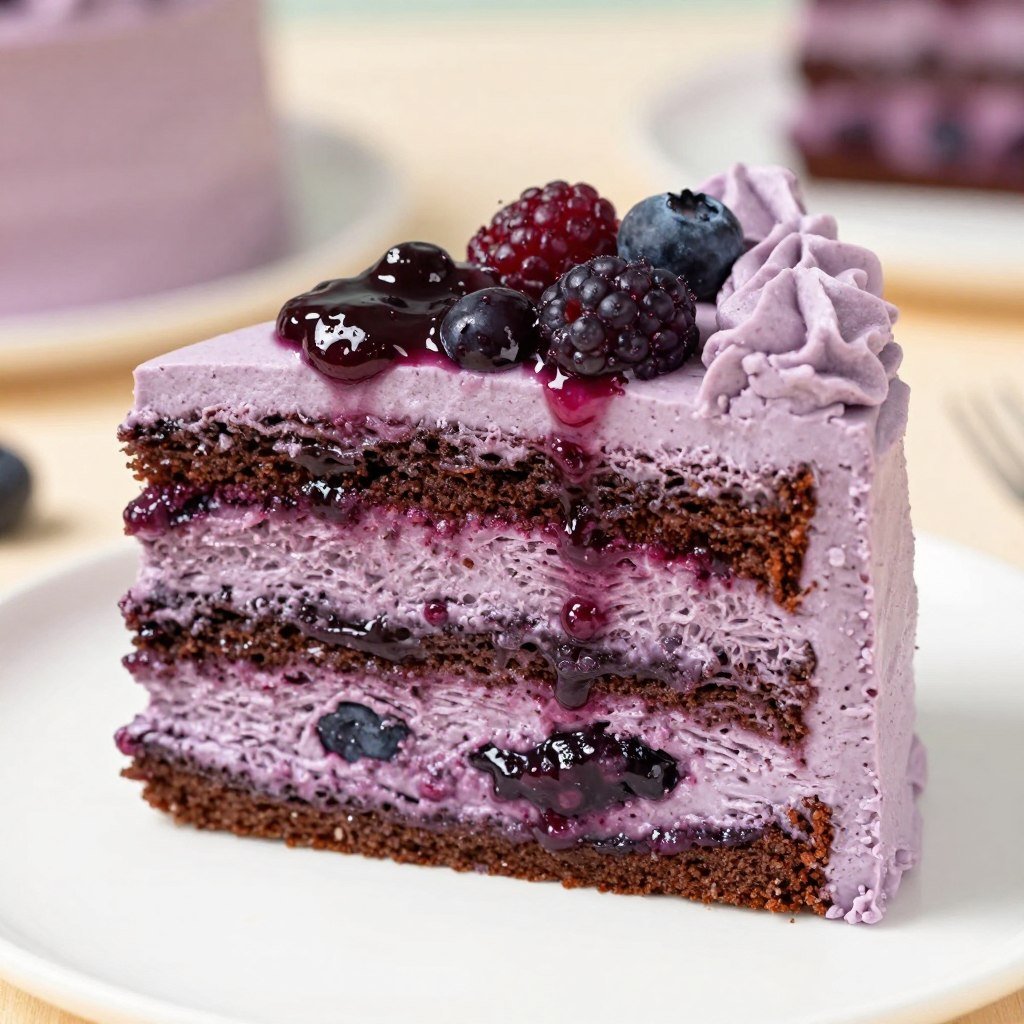 purple cake with berry filling