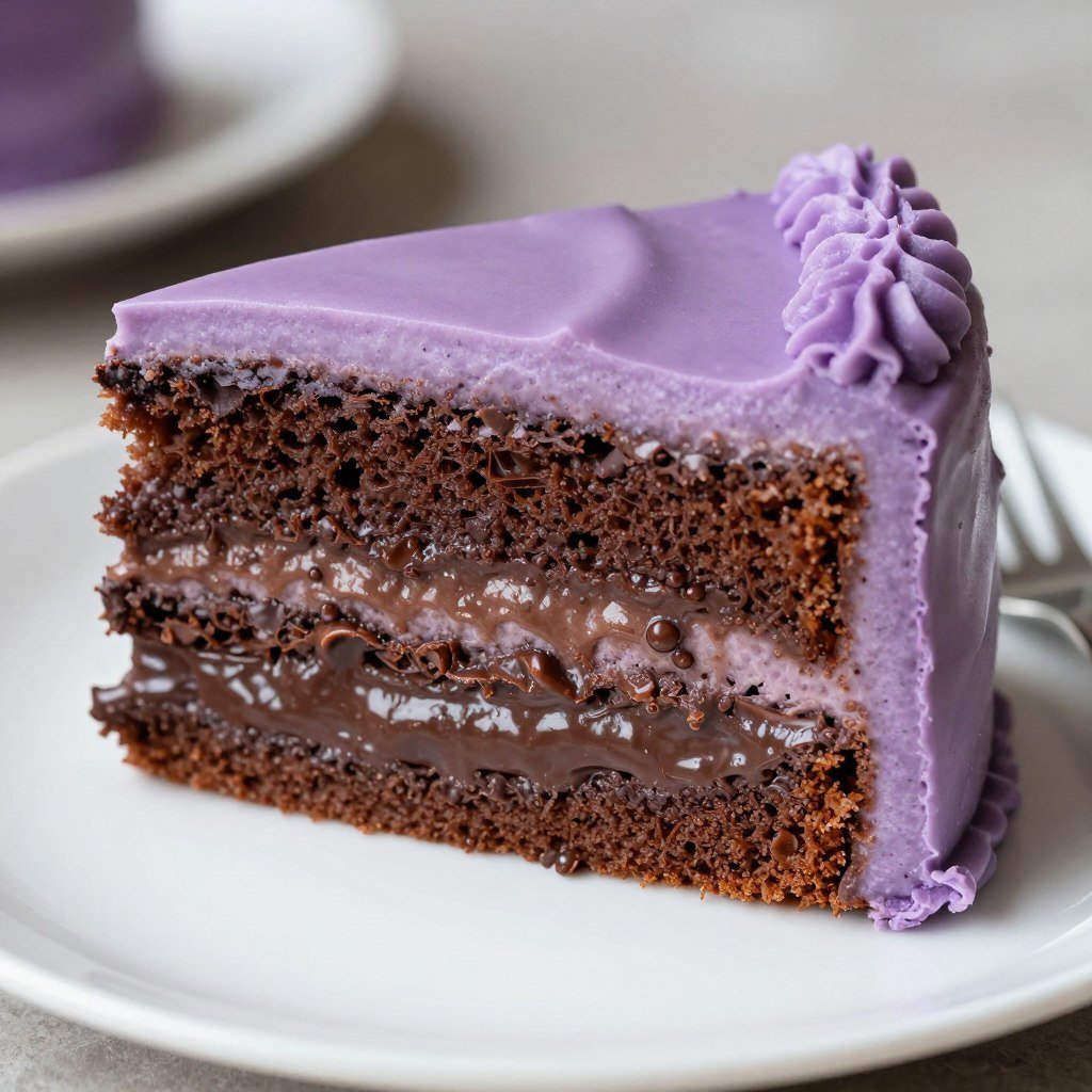 purple cake with chocolate filling
