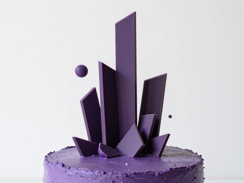 purple cake with chocolate shards