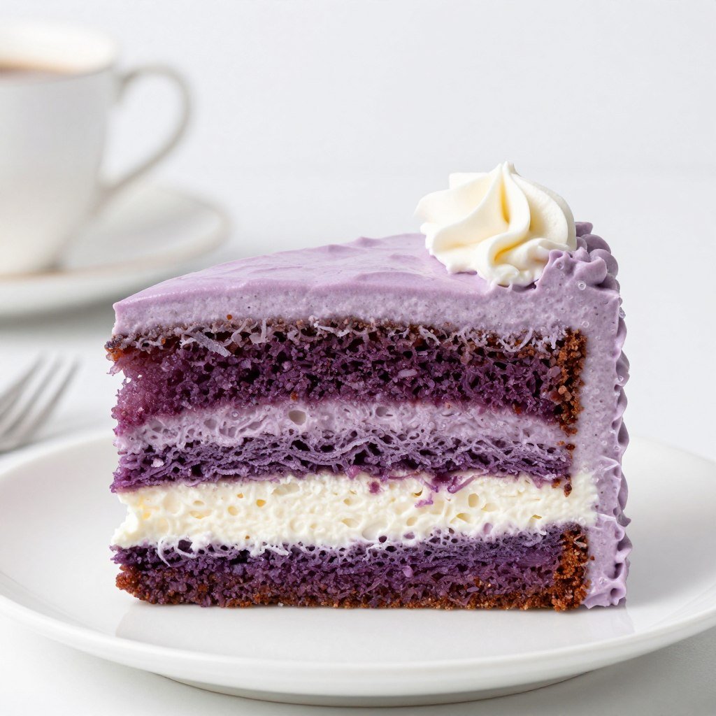 purple cake with cream filling