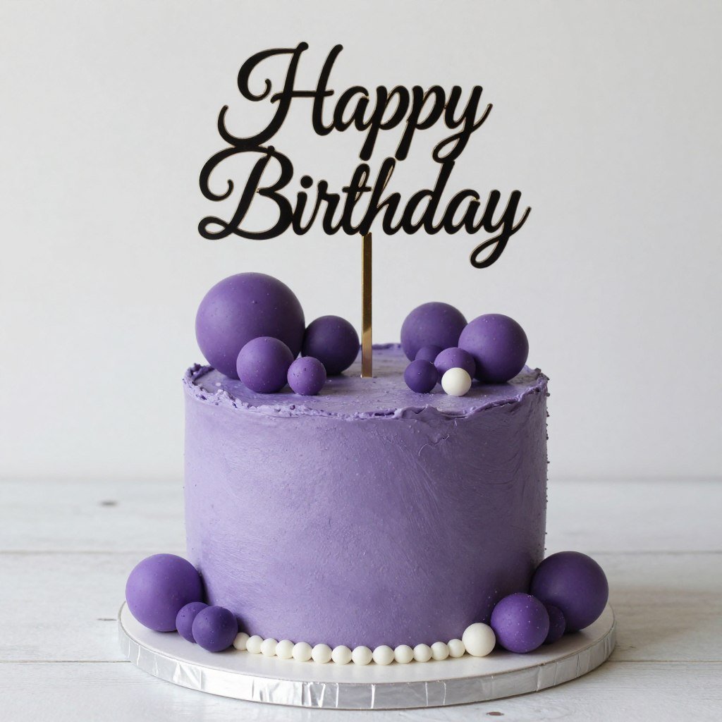 purple cake with fondant topper