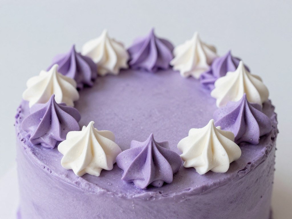 purple cake with meringue topper