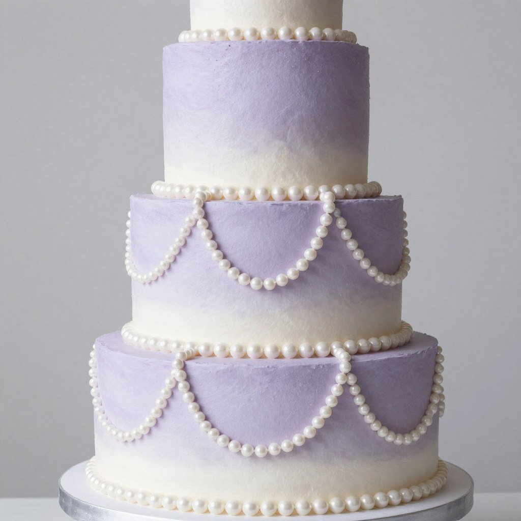 purple cake with pearl details