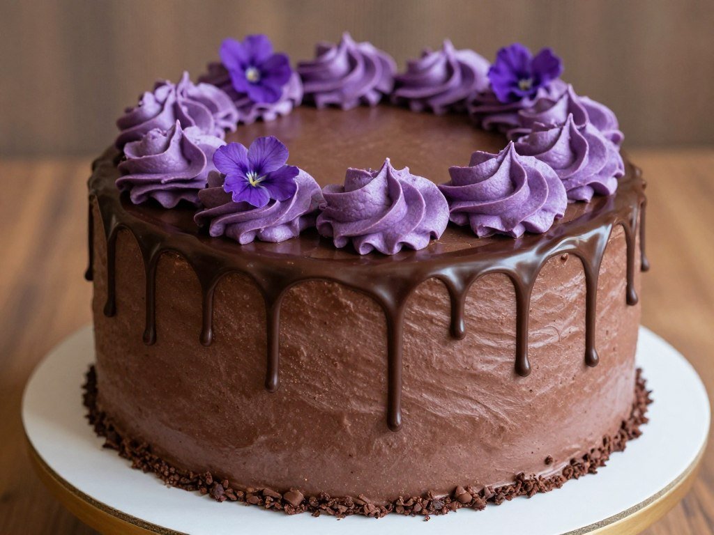 purple chocolate birthday cake aesthetic design