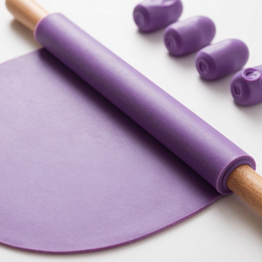 purple fondant rolled out