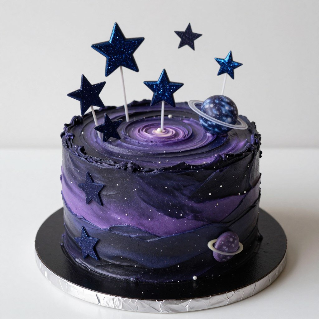 purple galaxy birthday cake