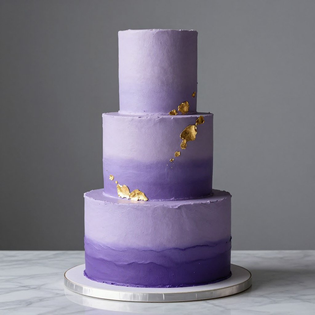 purple ombre birthday cake with gold details