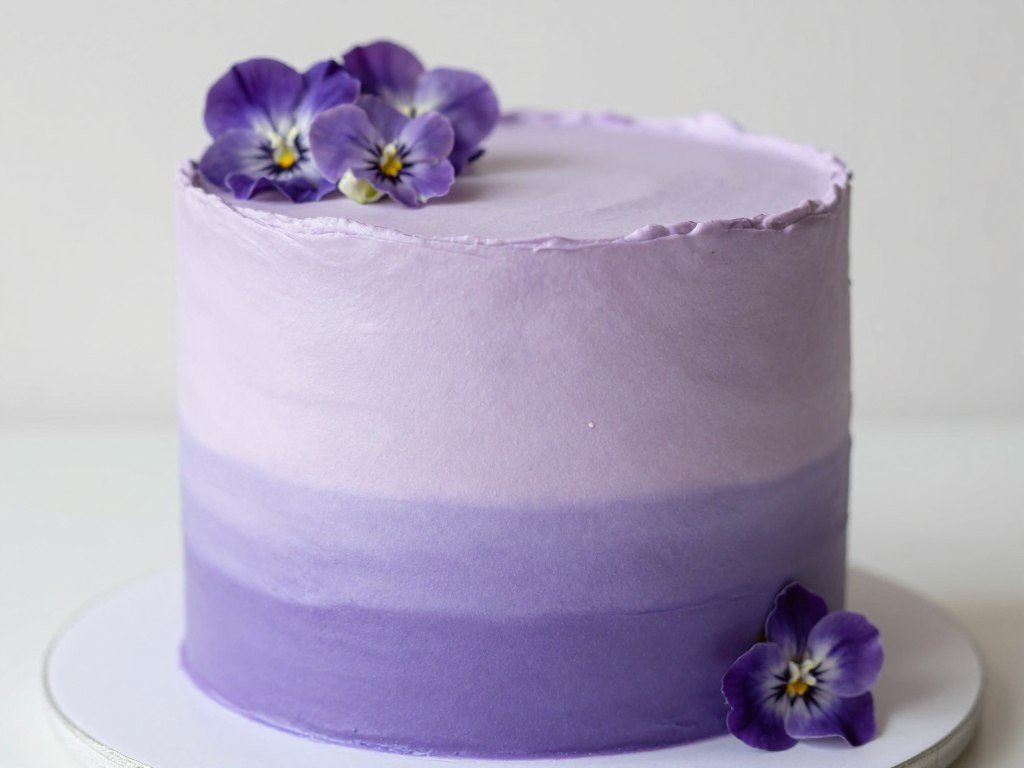 purple ombre birthday cake with gradient frosting effect