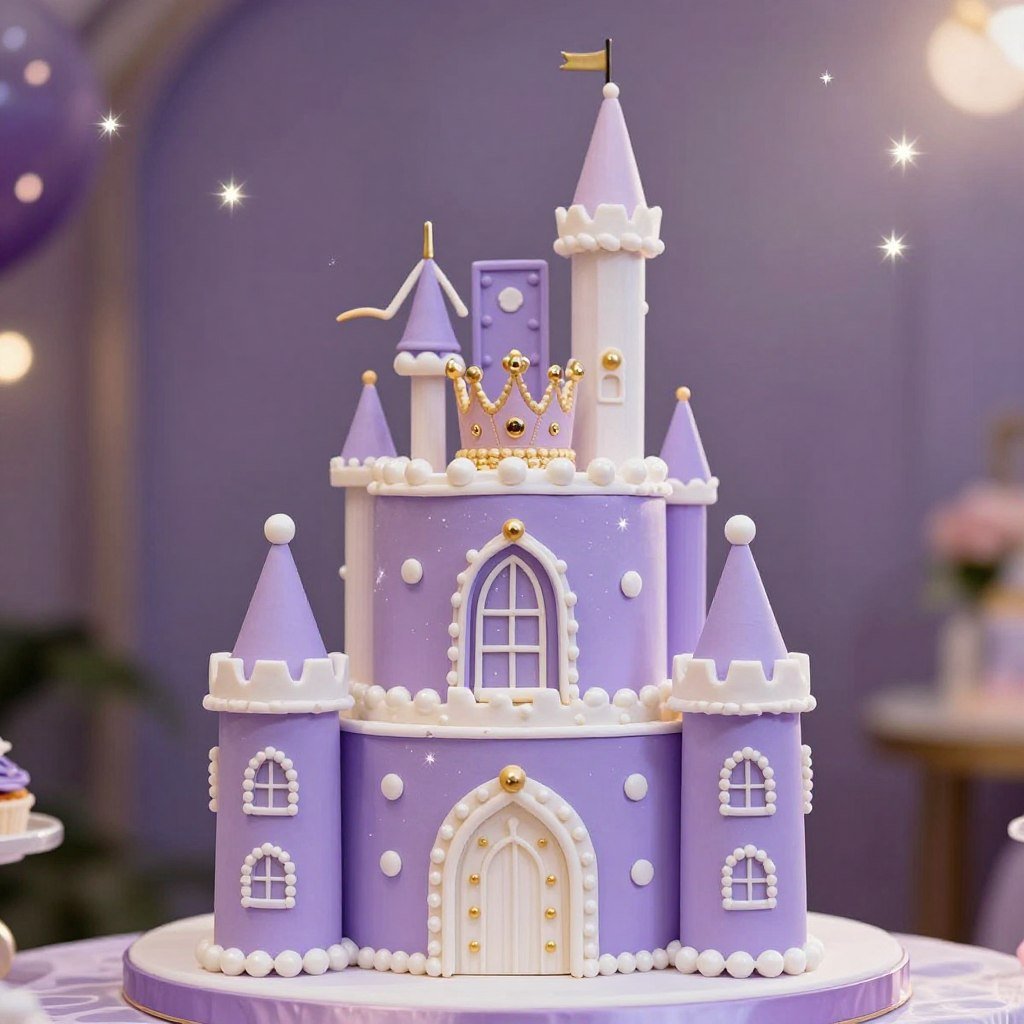 purple princess castle birthday cake girly