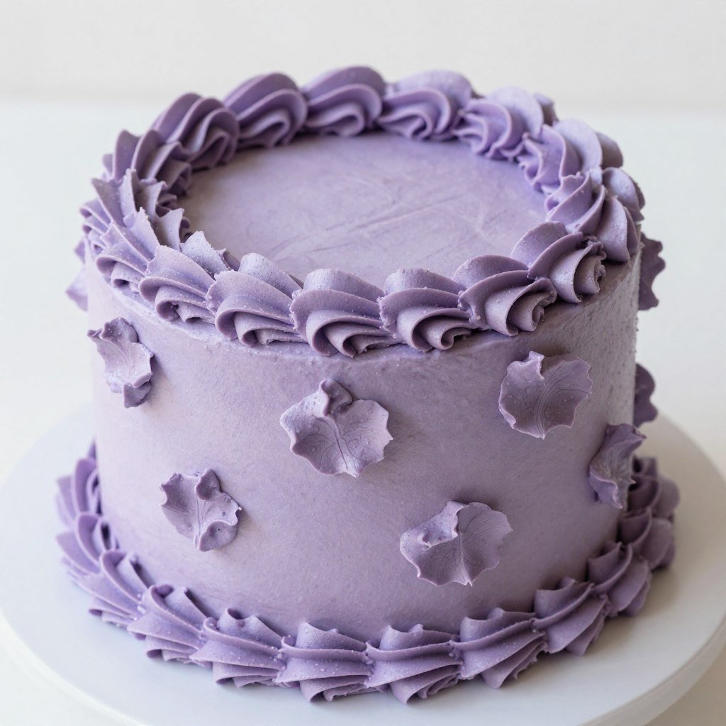 purple ruffled frosting cake