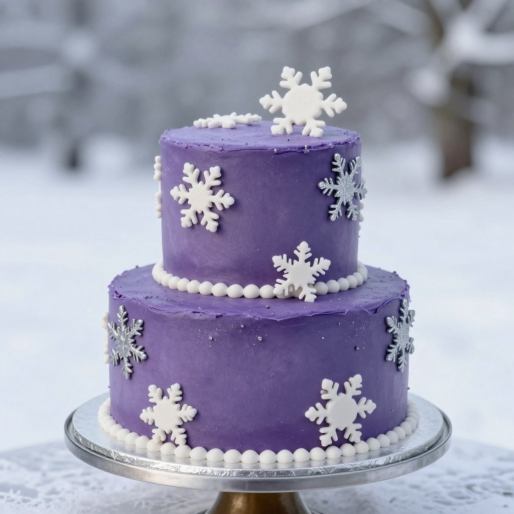 purple snowflake birthday cake aesthetic