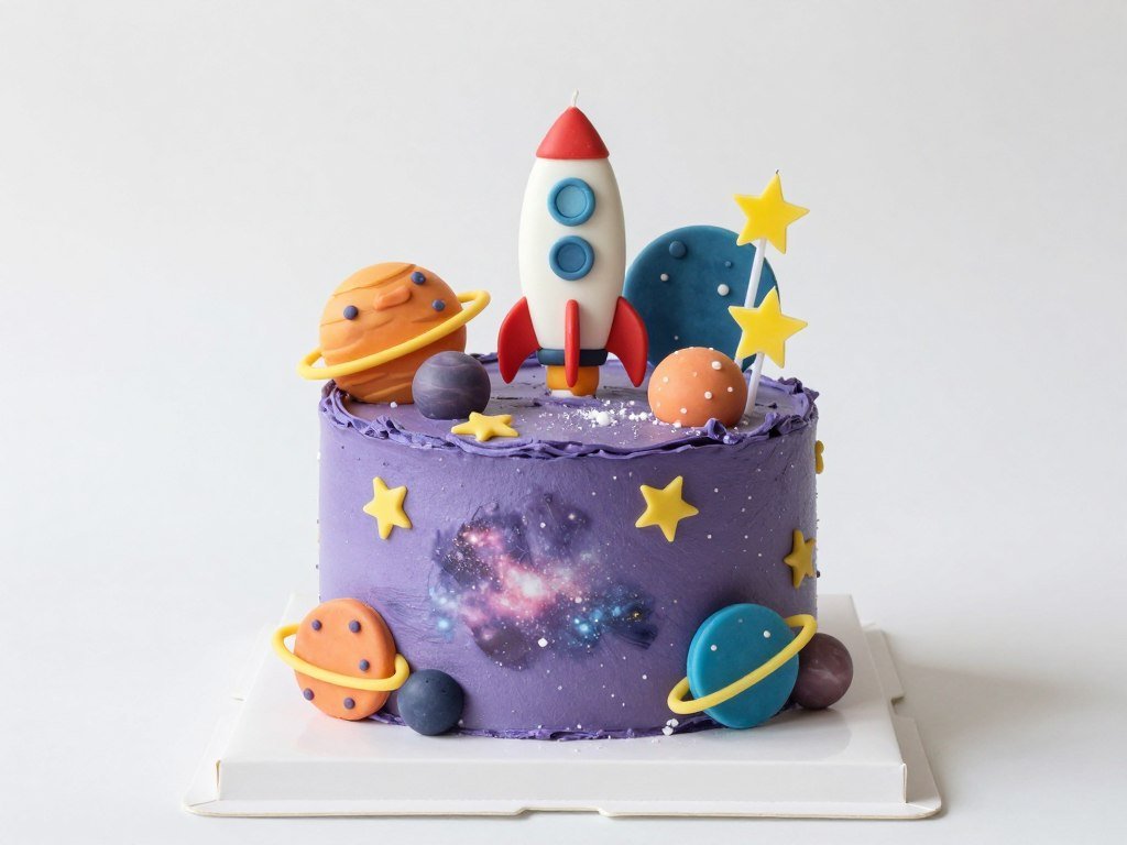purple space themed birthday cake girly