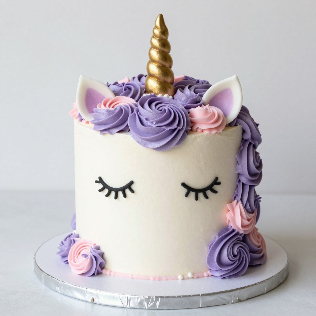 purple unicorn birthday cake