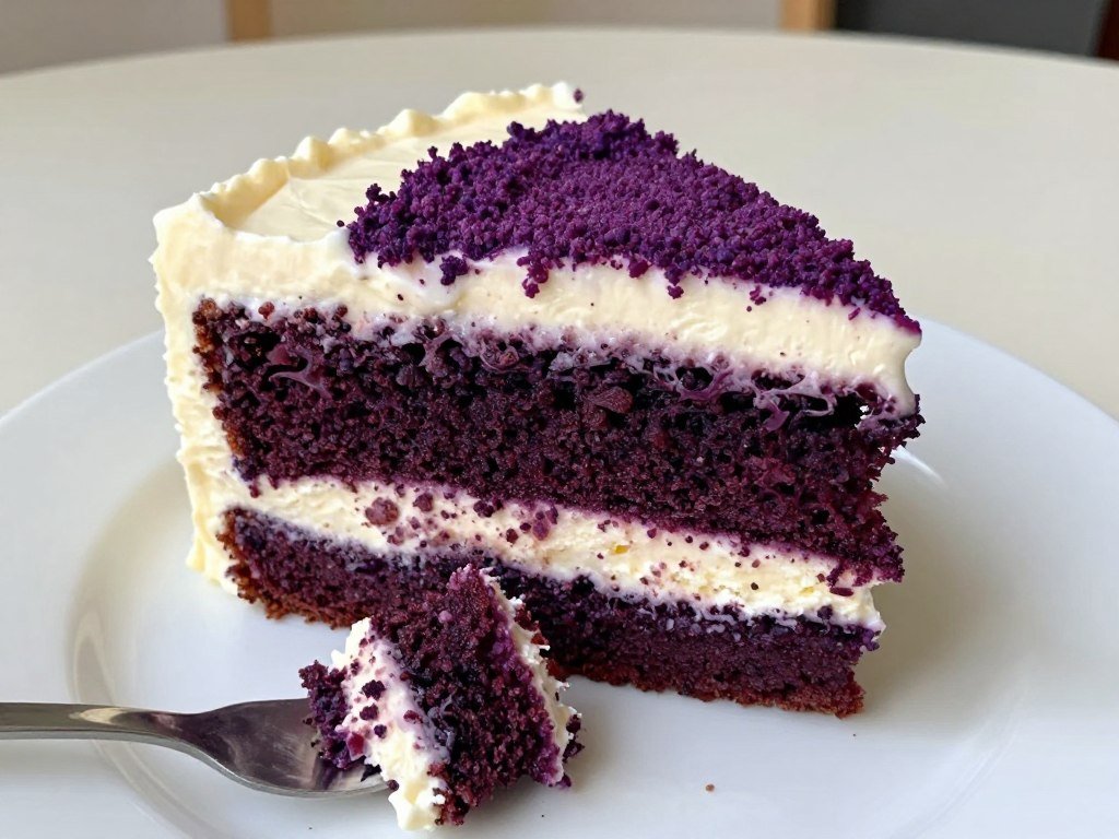 purple velvet cake with cream cheese frosting
