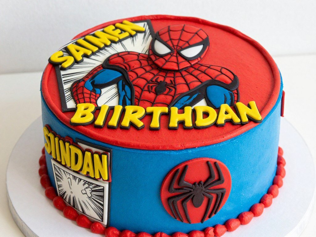 red and blue spiderman cake with comic book action details red and blue spiderman cake with comic book action details