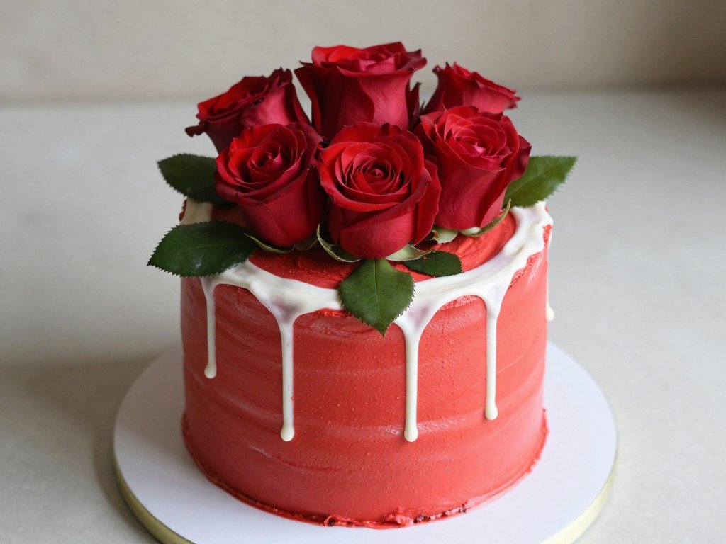 red coquette cake with fresh roses red coquette cake with fresh roses