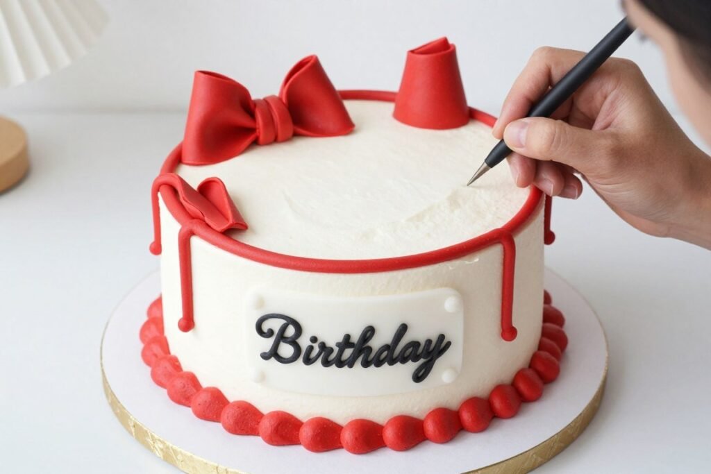 red coquette cake with personalization red coquette cake with personalization