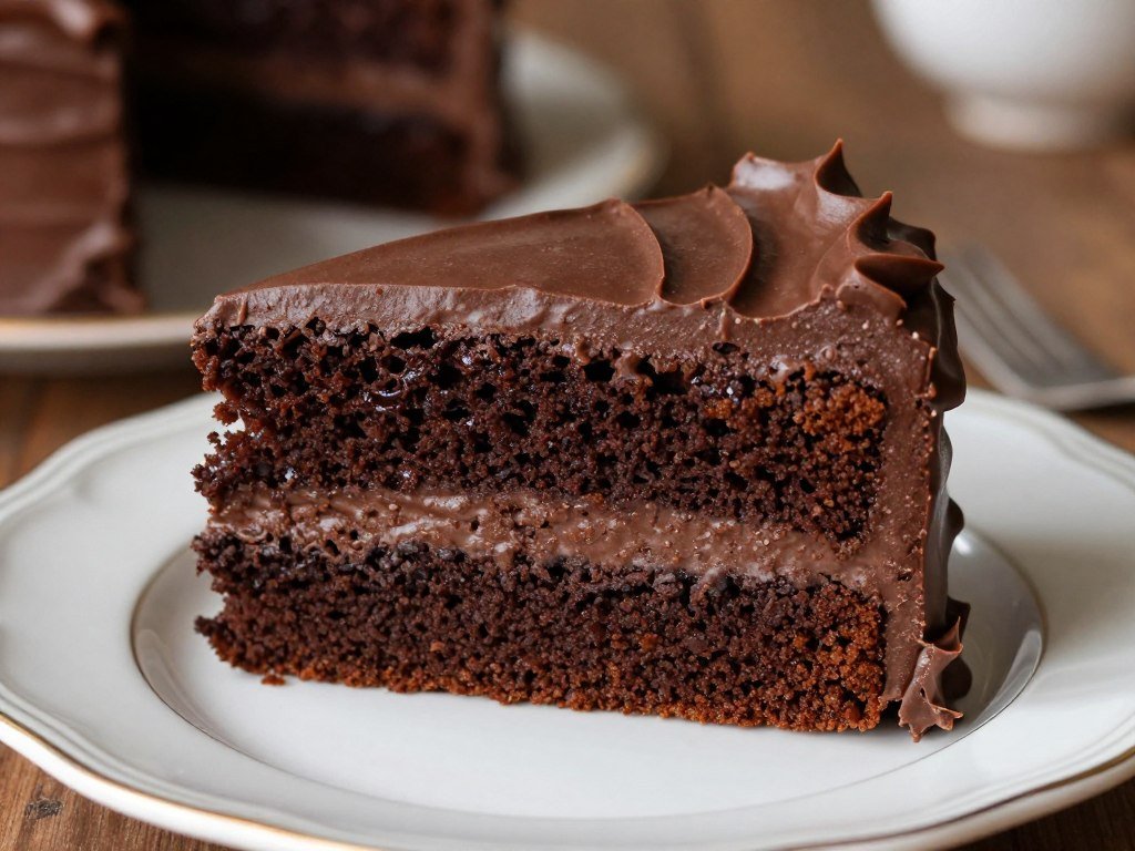 rich vintage chocolate birthday cake slice