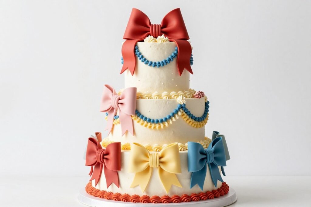 richly decorated NYC bow cake
