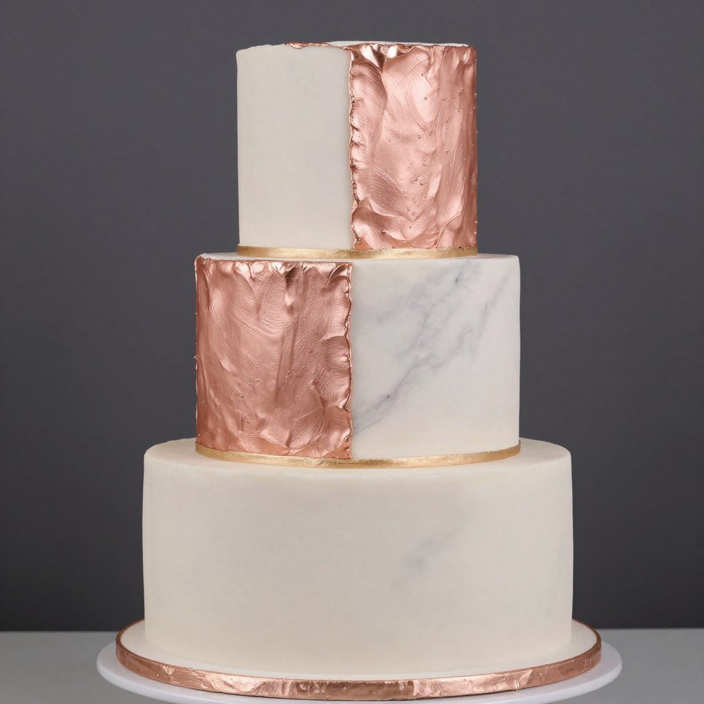 rose gold square cake with marble effect rose gold square cake with marble effect