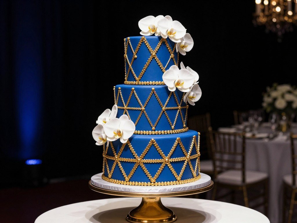 royal blue cake with gold accents for elegant celebration royal blue cake with gold accents for elegant celebration