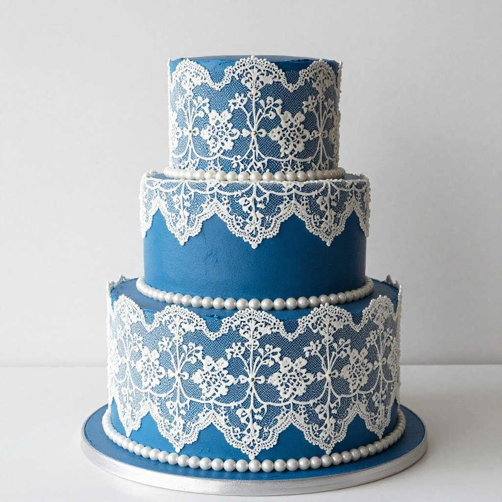 royal blue cake with white lace overlay royal blue cake with white lace overlay