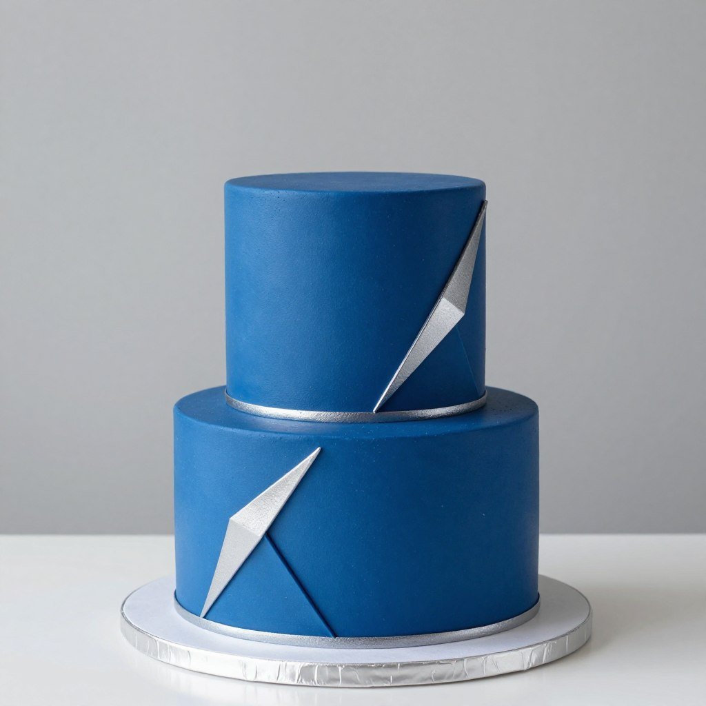 royal blue geometric cake with metallic accents royal blue geometric cake with metallic accents