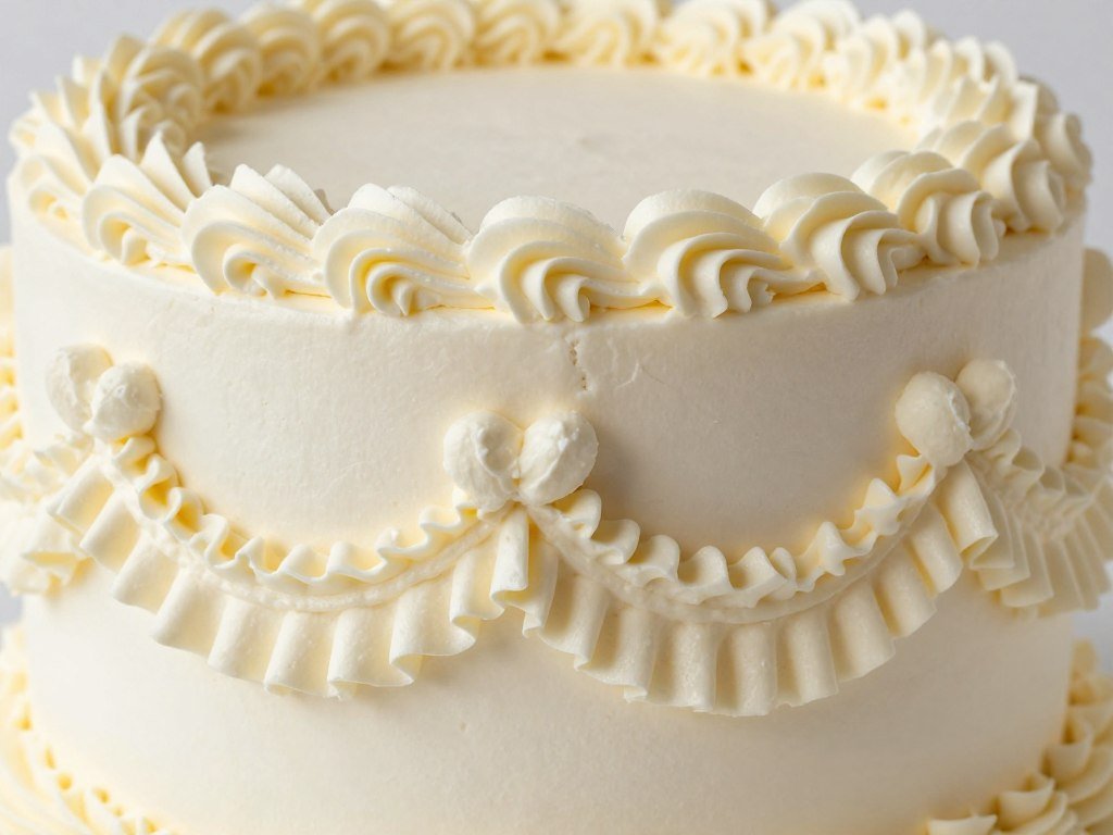 ruffled buttercream birthday cake in white
