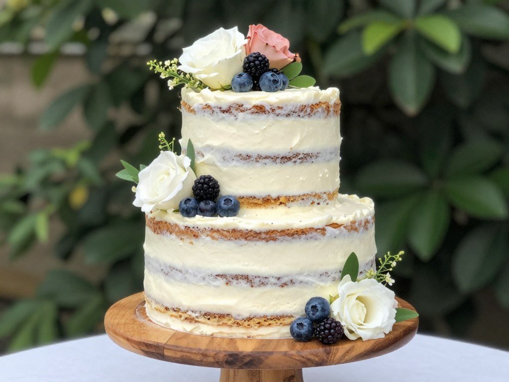 rustic naked birthday cake with fresh flowers and berries rustic naked birthday cake with fresh flowers and berries