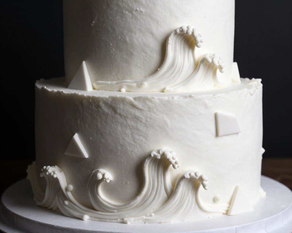 sculptural textured birthday cake with 3d elements