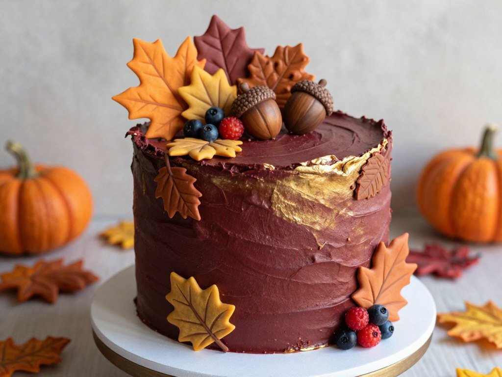 seasonal birthday cake design with autumn colors and elements seasonal birthday cake design with autumn colors and elements