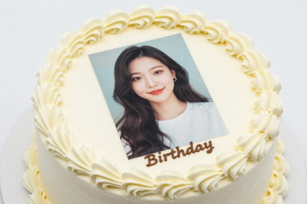 single large photo birthday cake with decorative border