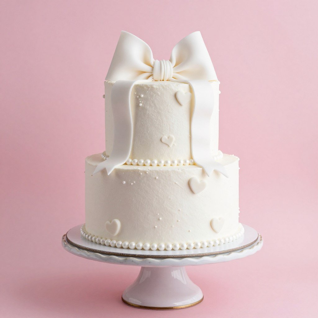 single tier white birthday cake with coquette bows and hearts single tier white birthday cake with coquette bows and hearts