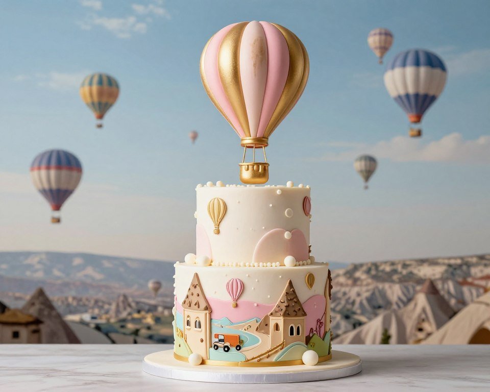 sky hot air balloons cappadocia themed birthday cake sky hot air balloons cappadocia themed birthday cake