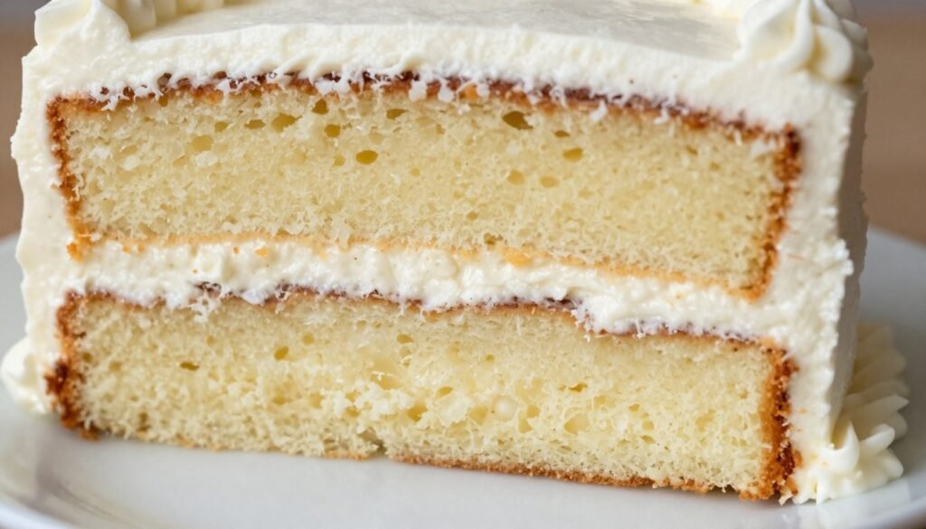 slice of vanilla minimalist birthday cake showing layers