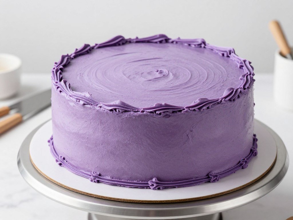 smooth purple buttercream cake technique