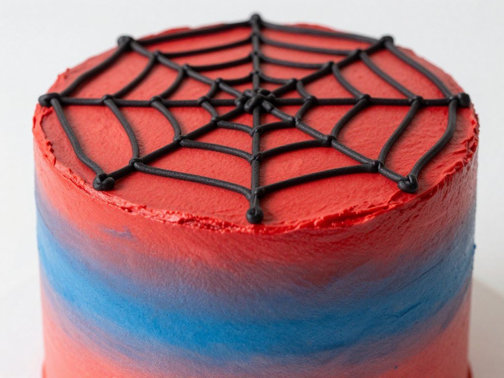 spiderman buttercream cake with gradient red to blue ombre effect spiderman buttercream cake with gradient red to blue ombre effect