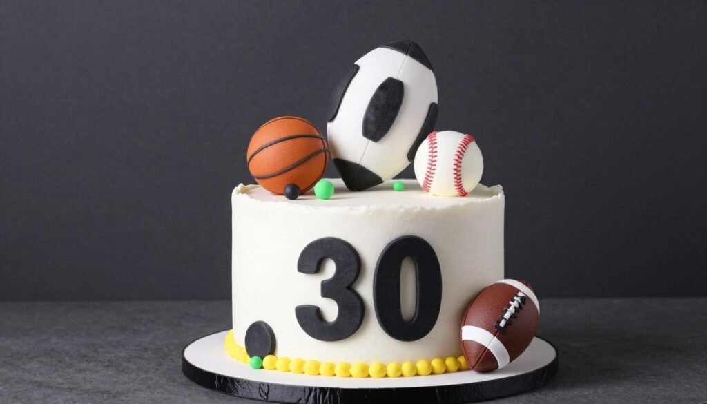 sports themed 30th birthday cake