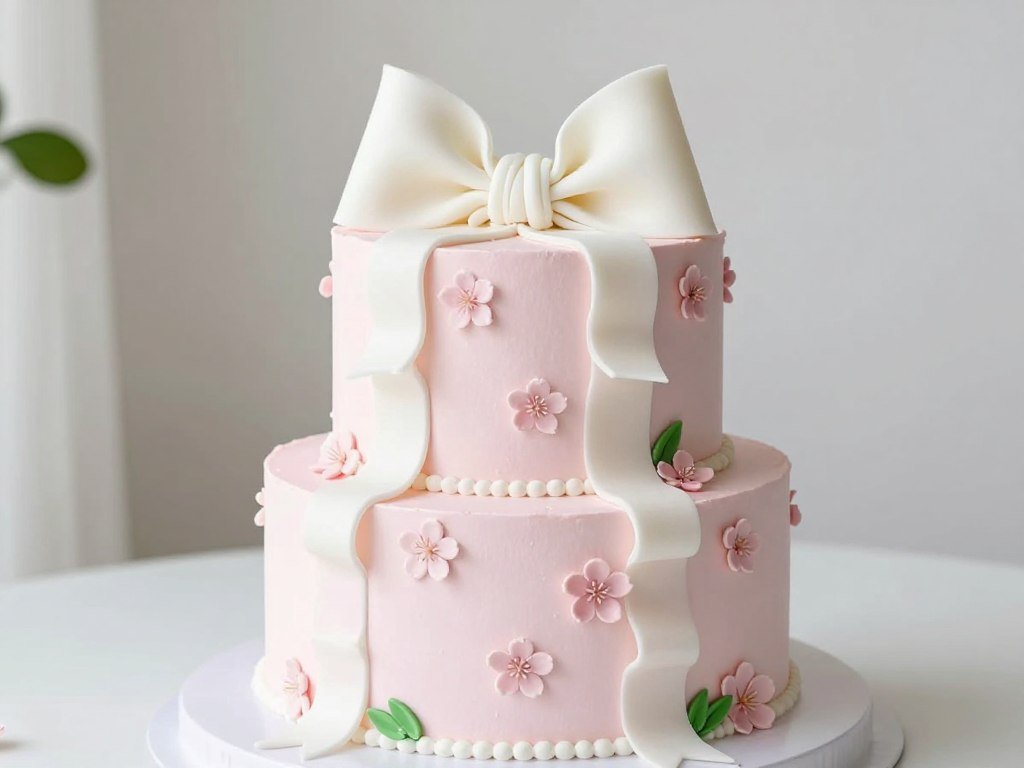 spring bow cake with flowers