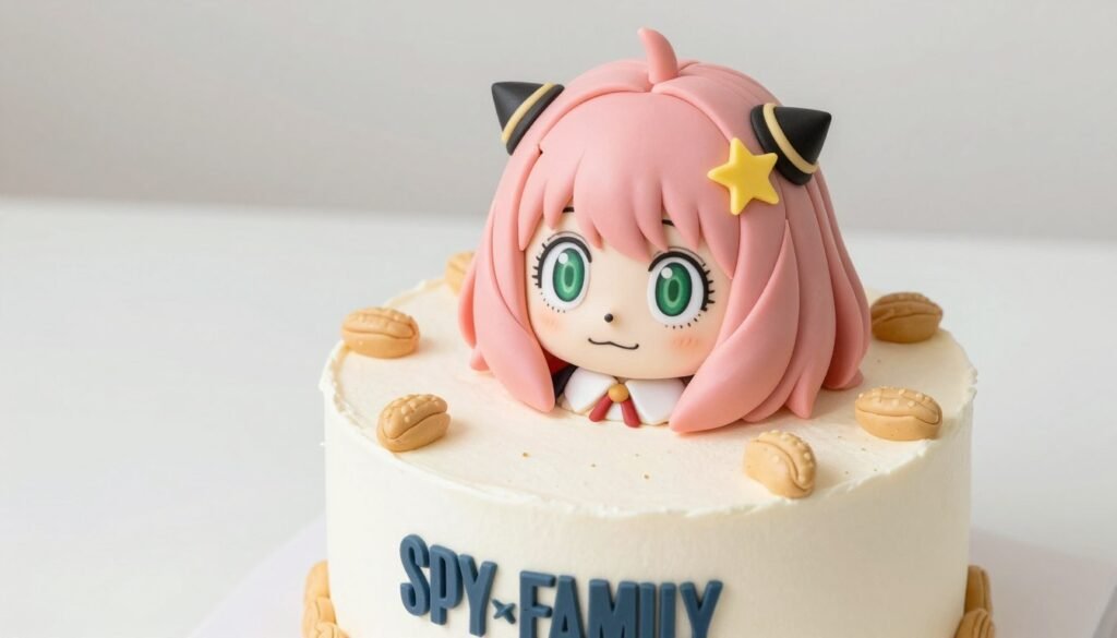 spy x family anya birthday cake pink hair star accessories cute design spy x family anya birthday cake pink hair star accessories cute design