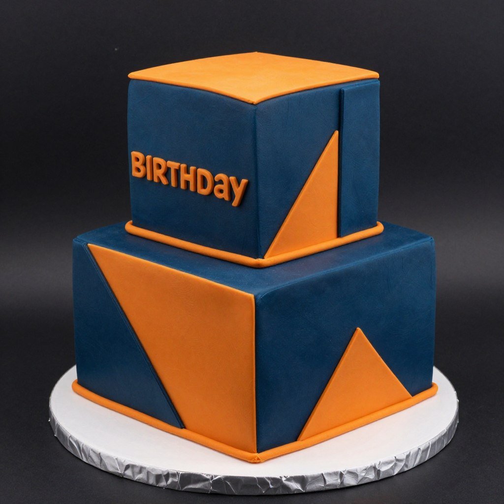 square birthday cake with complementary color scheme blue and orange square birthday cake with complementary color scheme blue and orange