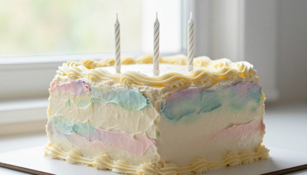 square birthday cake with rustic buttercream texture in pastel colors square birthday cake with rustic buttercream texture in pastel colors